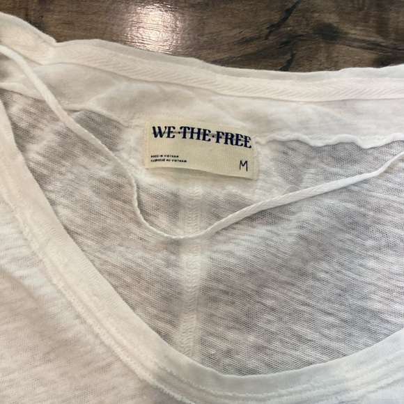 We the Free Linen Blend Boxy White Pocket Burnout tee Med - Picture 2 of 6